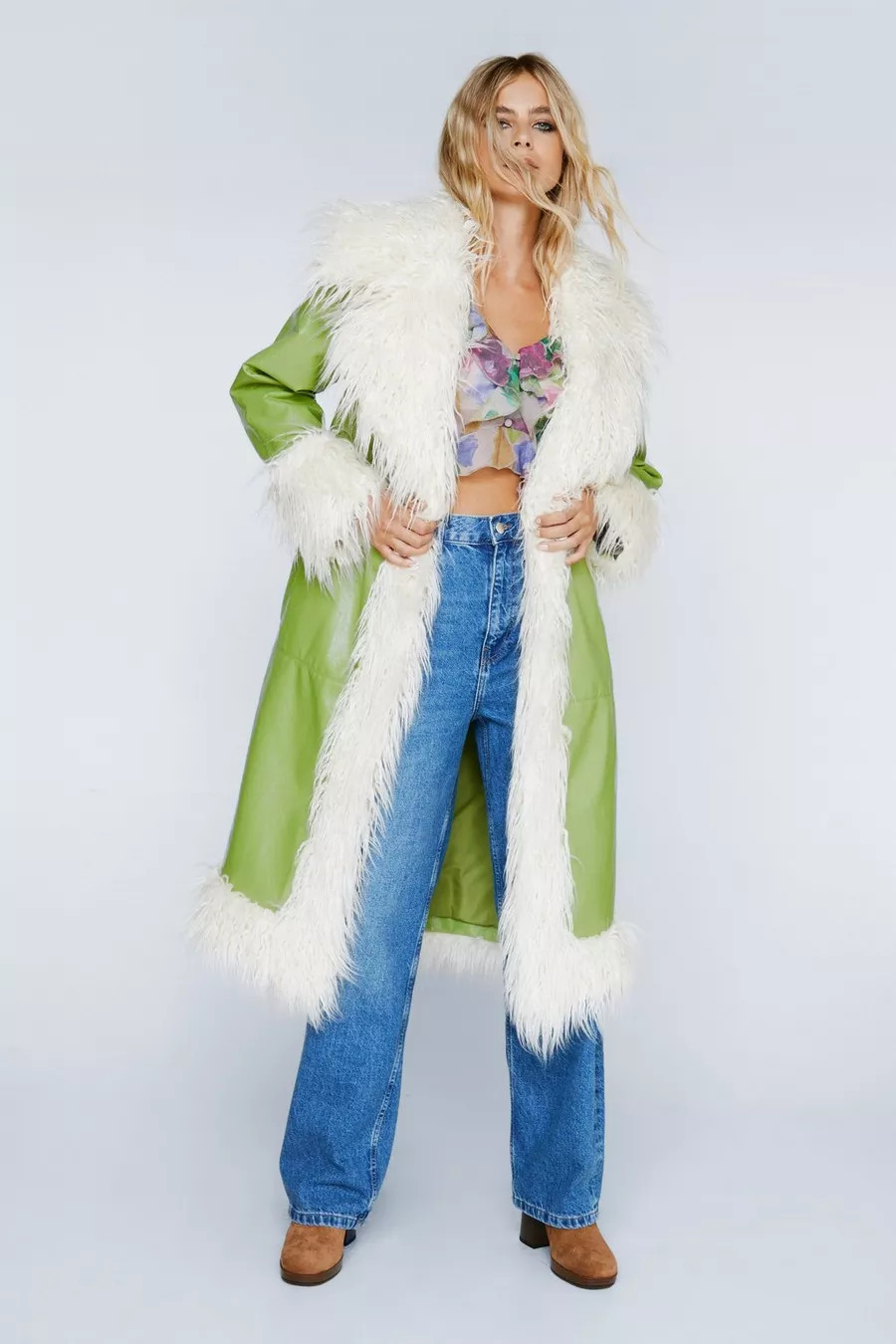 Premium Faux Vinyl  Leather Fur Trimmed Trench | Nasty Gal (US)