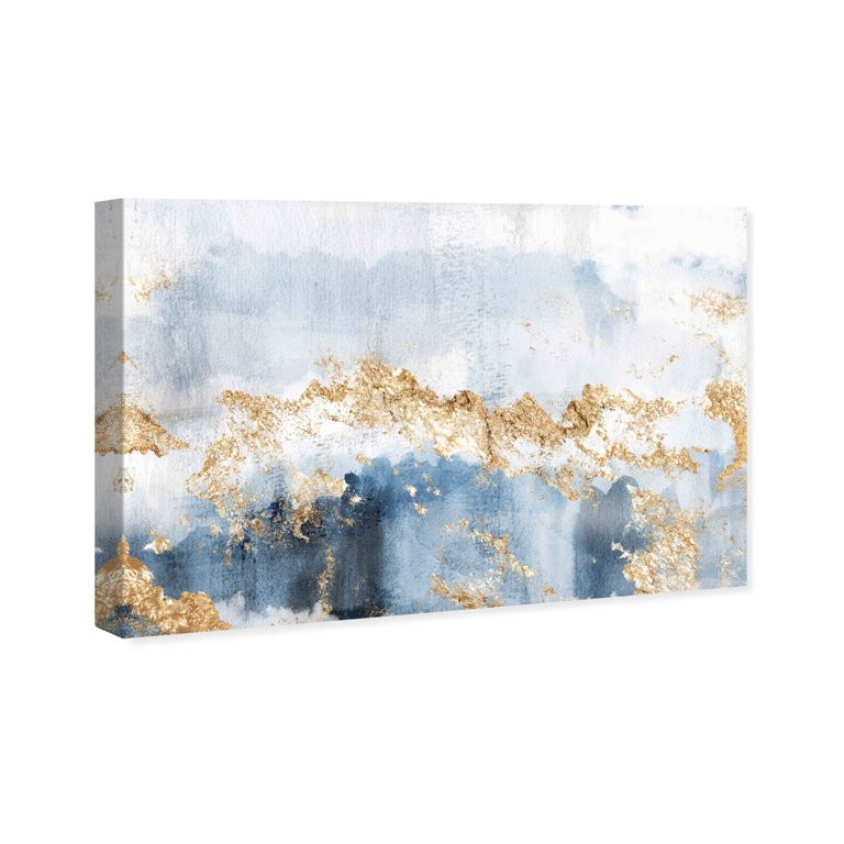 Runway Avenue Abstract Wall Art Canvas Prints 'Eight Days a Week' Watercolor - Blue, Gold | Walmart (US)