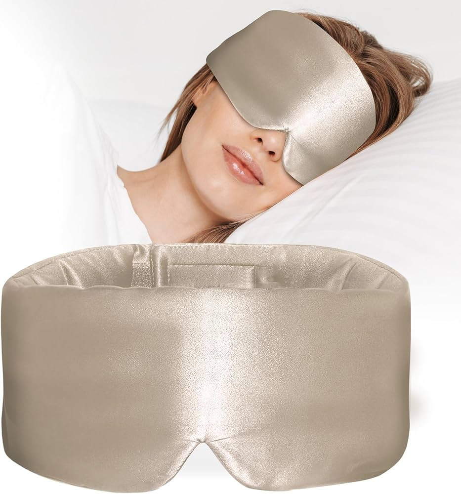 100% Mulberry Silk Sleep Mask, Large Eye Cover for Sleeping, Comfortable and Pressure-Free Sleepi... | Amazon (US)