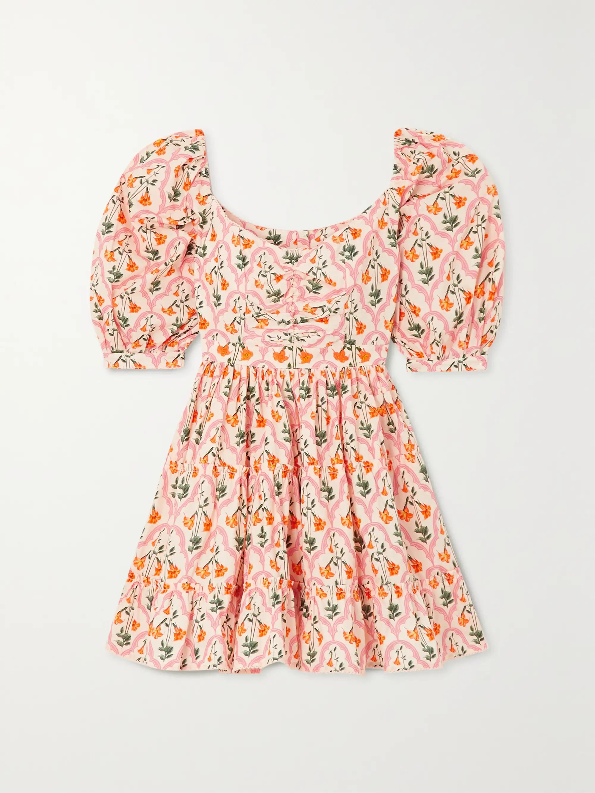+ NET SUSTAIN Guanabana tiered floral-print cotton mini dress | NET-A-PORTER (US)
