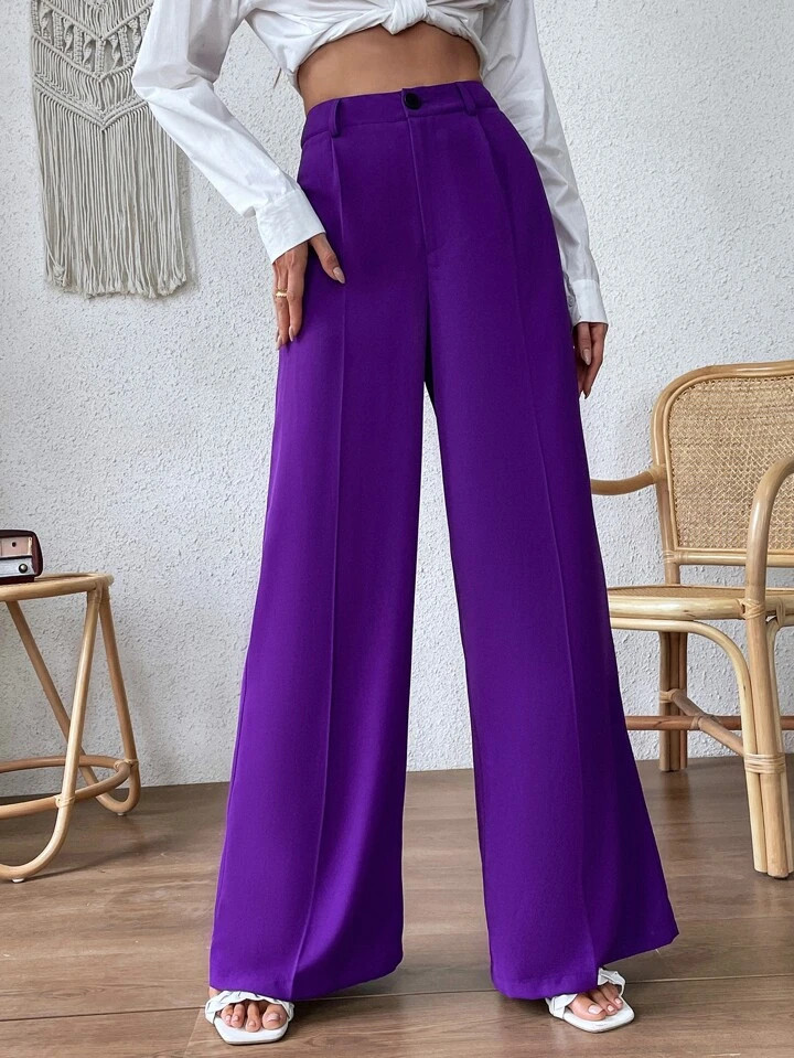 SHEIN Raffinéa Seam Detail Wide Leg Pants | SHEIN