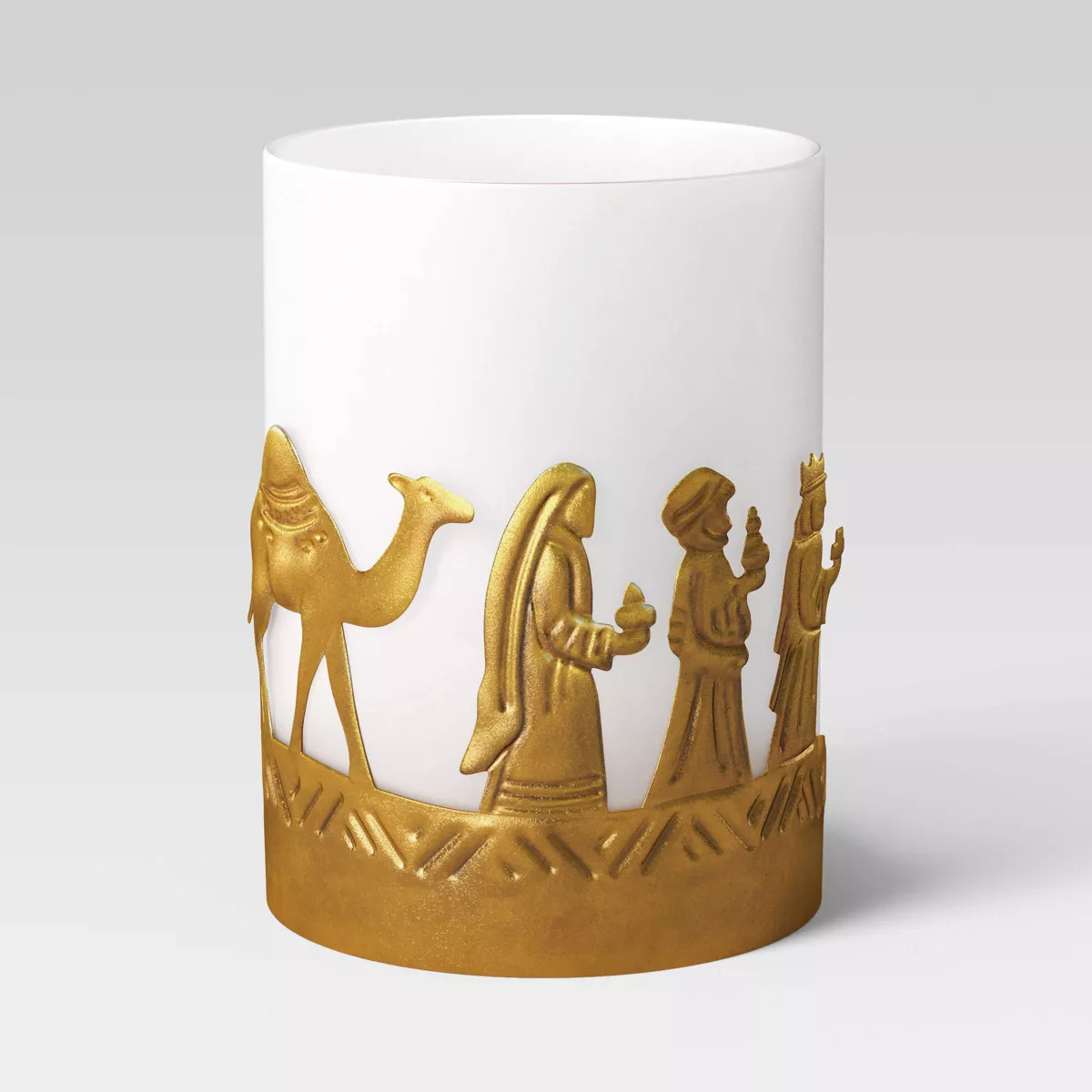 7"x5" Pillar Metal Three Wise Men Christmas Candle Holder Gold - Wondershop™: Frosted Finish, T... | Target
