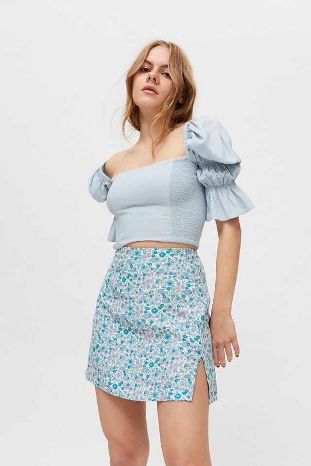 Motel Sheny Floral Notched Mini Skirt | Urban Outfitters (US and RoW)