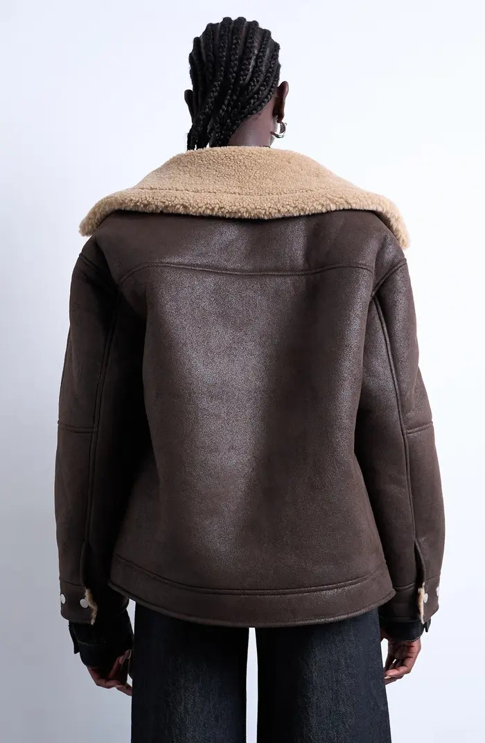 Topshop Faux Shearling Oversize Aviator Jacket | Nordstrom | Nordstrom
