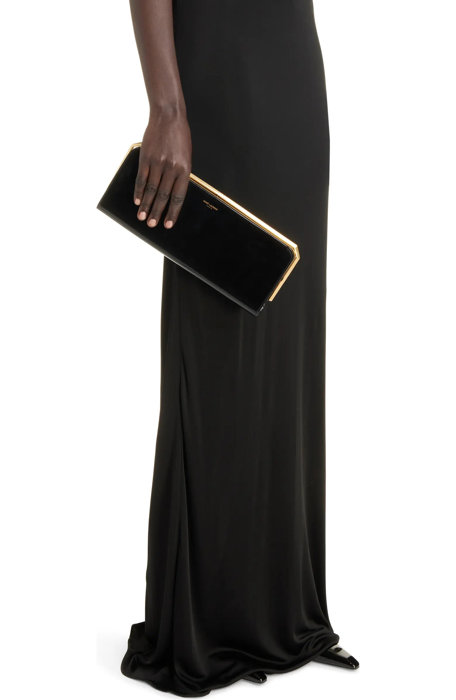 Saint Laurent SLP Patent Leather Frame Clutch | Nordstrom | Nordstrom