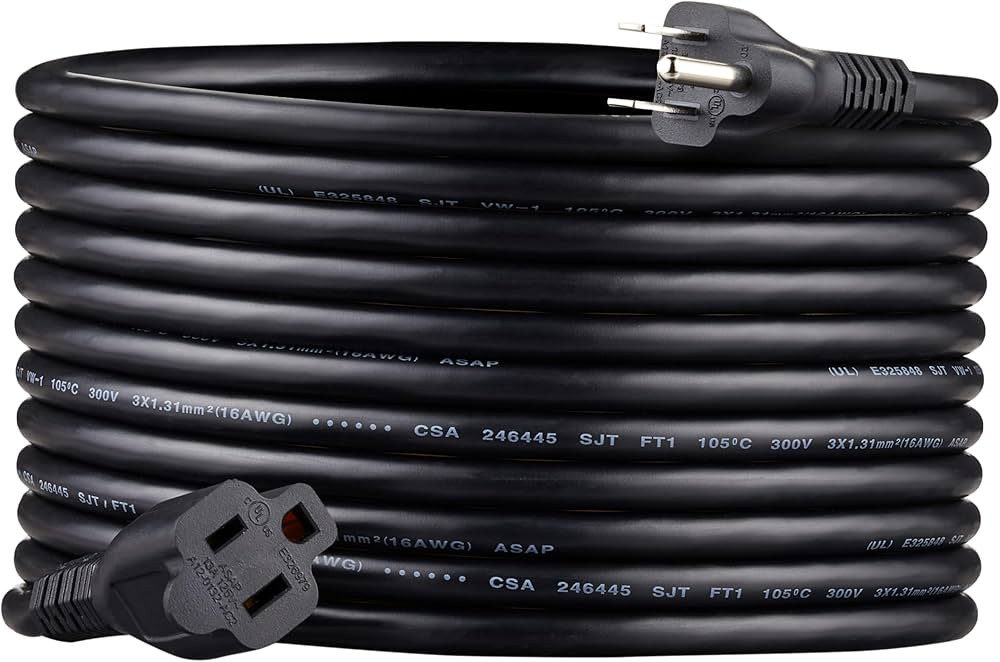 Amazon Basics Power Extension Cord, 20 Feet 13 Amps, 125V, Black | Amazon (US)