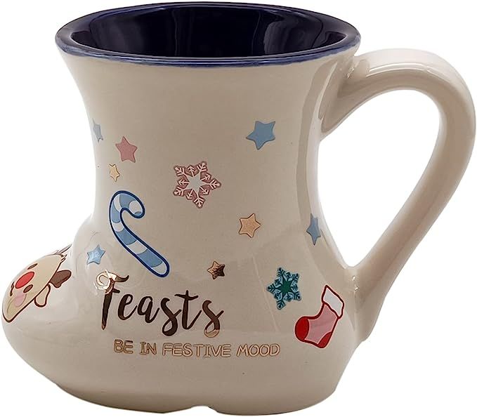 Amazon.com: Christmas Mug 10.75 oz Christmas Atmosphere Ceramic Cup Apricot Boot Type Coffee Mug ... | Amazon (US)