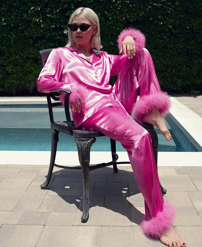 Linea Donatella
          
        
  
      
          Women's Marabou Feather Satin Pajama Set | Macy's