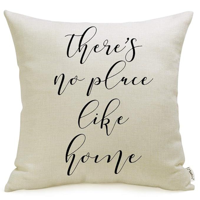 Meekio Farmhouse Pillow Covers with There’s No Place Like Home Quote 18 x 18 for Farmhouse Déc... | Amazon (US)