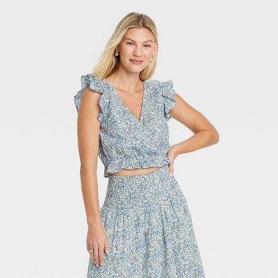 Women's Flutter Sleeveless Cropped Wrap Top - Universal Thread™ | Target