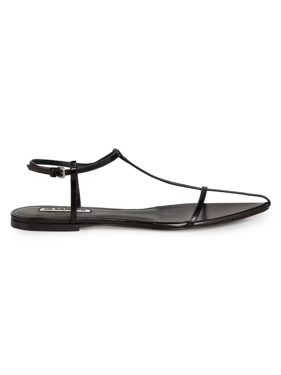 T-Strap Leather Sandals | Saks Fifth Avenue
