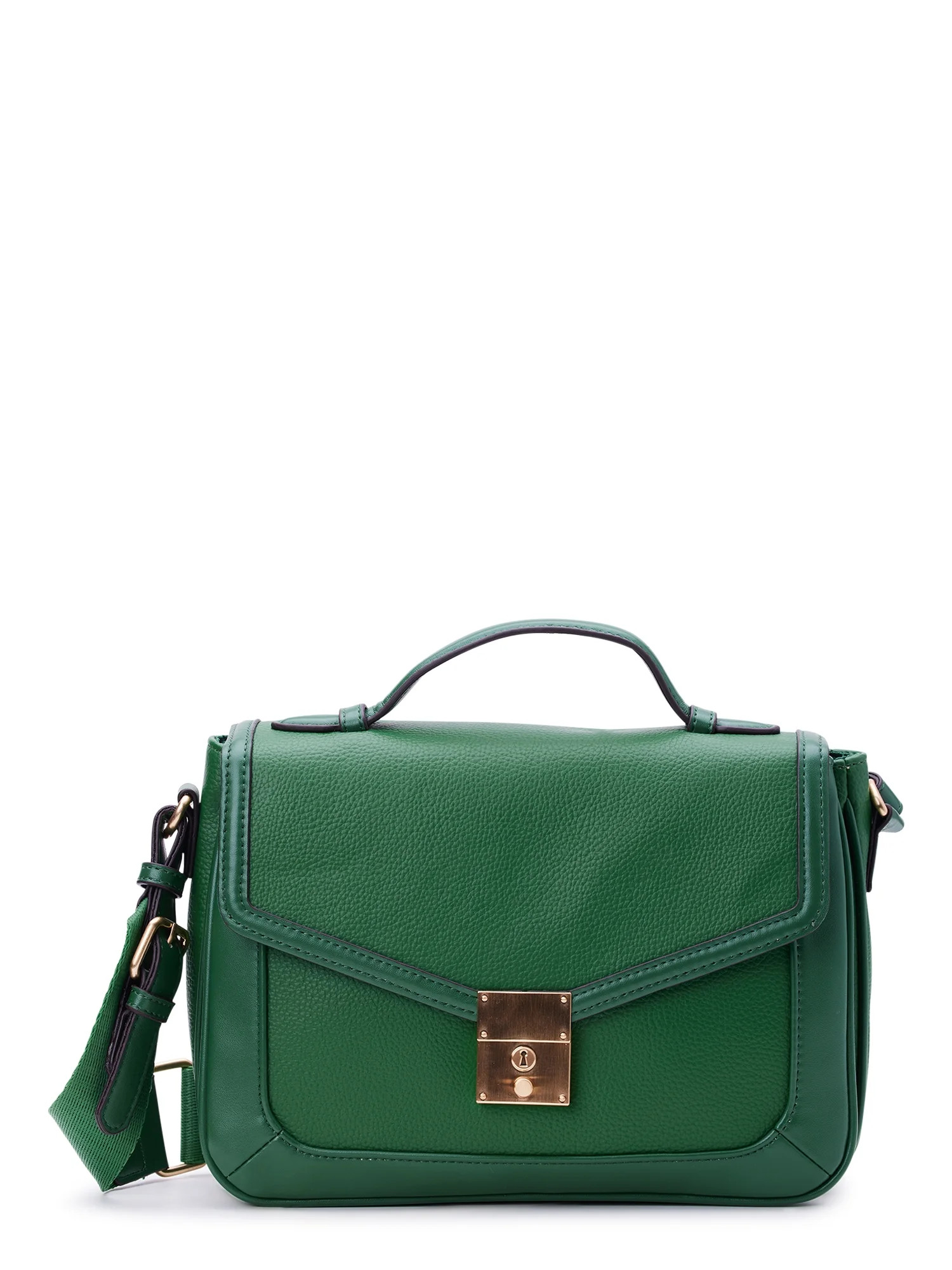 Time and Tru Women's Kate Flap Front Crossbody Bag, Green | Walmart (US)