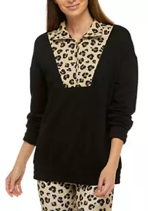 Women's Drop Shoulder Animal Print Mock Neck Sweatshirt | Belk