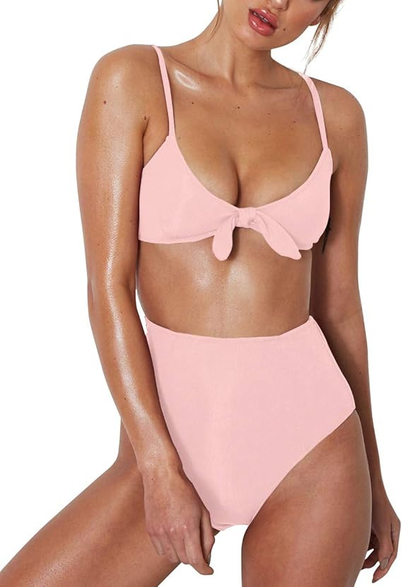 XUNYU High Waisted Bikini Set for Women Swimsuits Push Up Tie Knot Swimwear Two Piece Bathing Sui... | Amazon (US)
