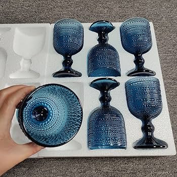 Taganov Glasses Drinking Wine Water Goblets Glassware set of 6 Vintage Stem Glasses Stemware 12 O... | Amazon (US)