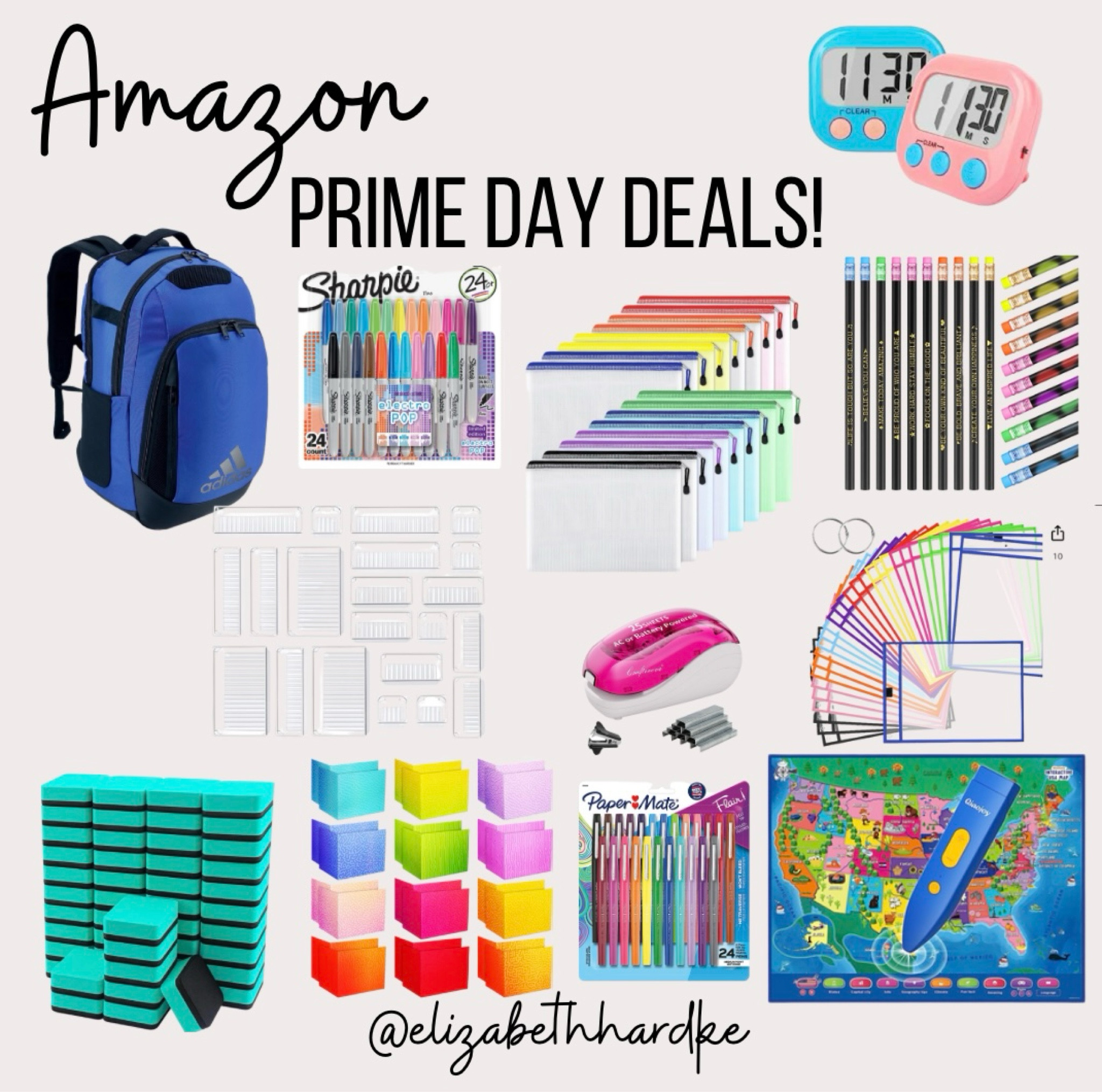 School supplies! Adidas backpack, sharpies, paper mate flair pen, dry erase, erasers, desk dividers, clear acrylic organizers, interactive United States map, mesh zipper pouch, dry erase pocket sleeves, electric stapler, motivational color changing pencils, timer, Amazon Prime Day

#LTKSaleAlert #LTKFamily #LTKKids