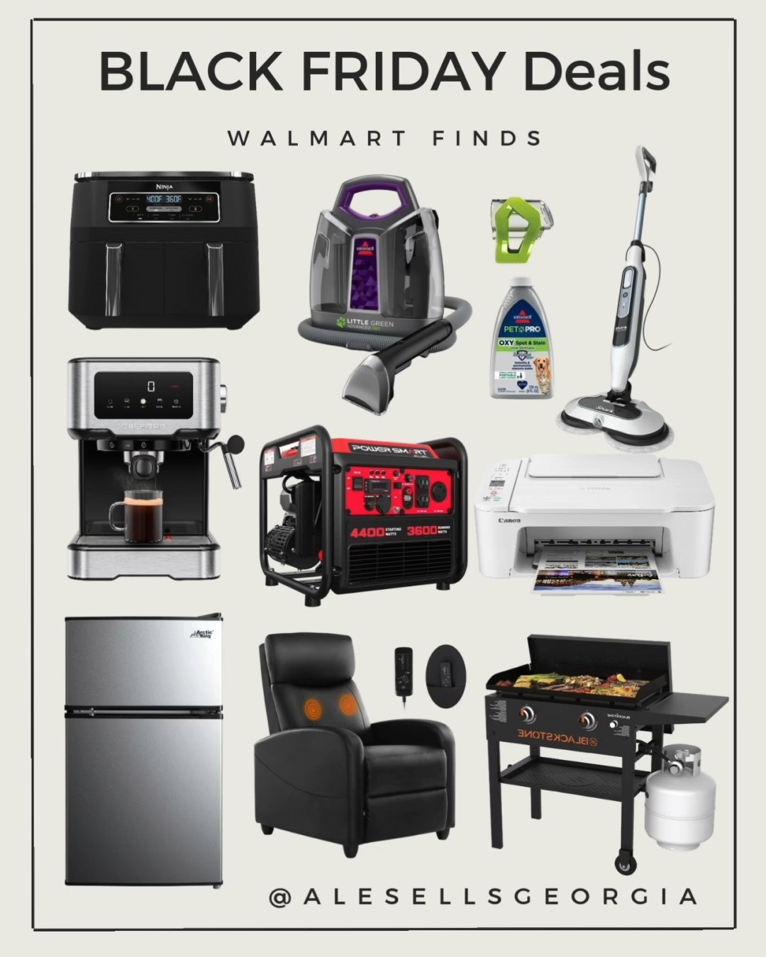 Walmart Black Friday Appliances!
Huge savings on these Walmart Black Friday Deals! Shop an Air Fryer, Espresso Machine, Refrigerator, Carpet Cleaner, Grill, Printer, Generator, and a Massaging Recliner!

#WalmartDeals #BlackFridayAppliances #HomeUpgrade 

 #LTKCyberWeek #LTKHome #LTKSaleAlert