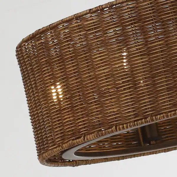 24" Rustic 3-Blade Rattan Cage Ceiling Fan Chandelier with Remote | Bed Bath & Beyond