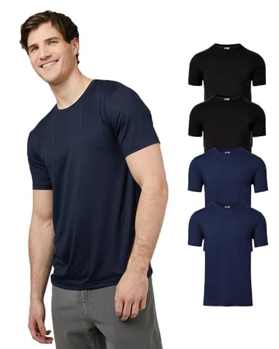 32 Degrees Mens 4 Pack Cool Crewneck T-Shirt | Anti-Odor | Quick Drying | 4-Way Stretch, 2 Black/ 2 Navy, X-Large | Amazon (US)