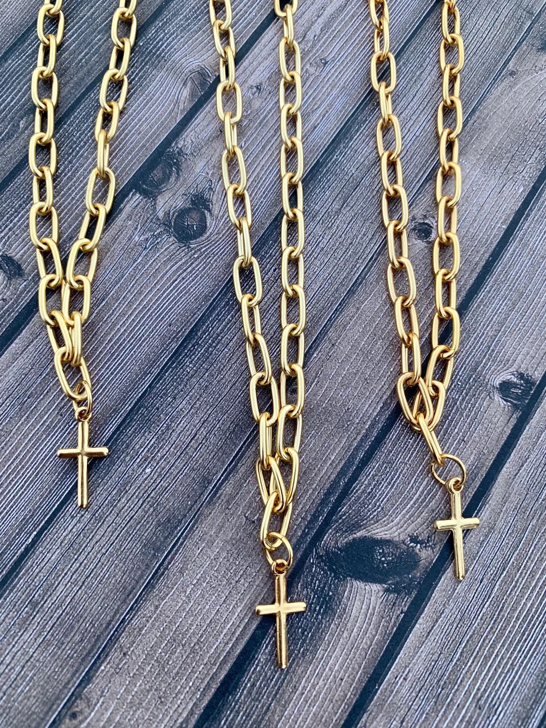 Gold Cross Paperclip Chain Necklace, Womens Gold Plated Necklace, Cross Necklace, 10k Gold Plated... | Etsy (US)