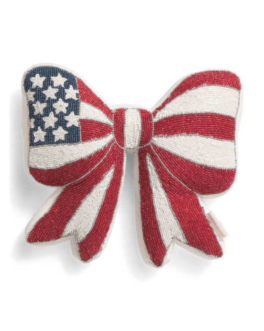 12x14 American Beaded Bow Pillow | TJ Maxx