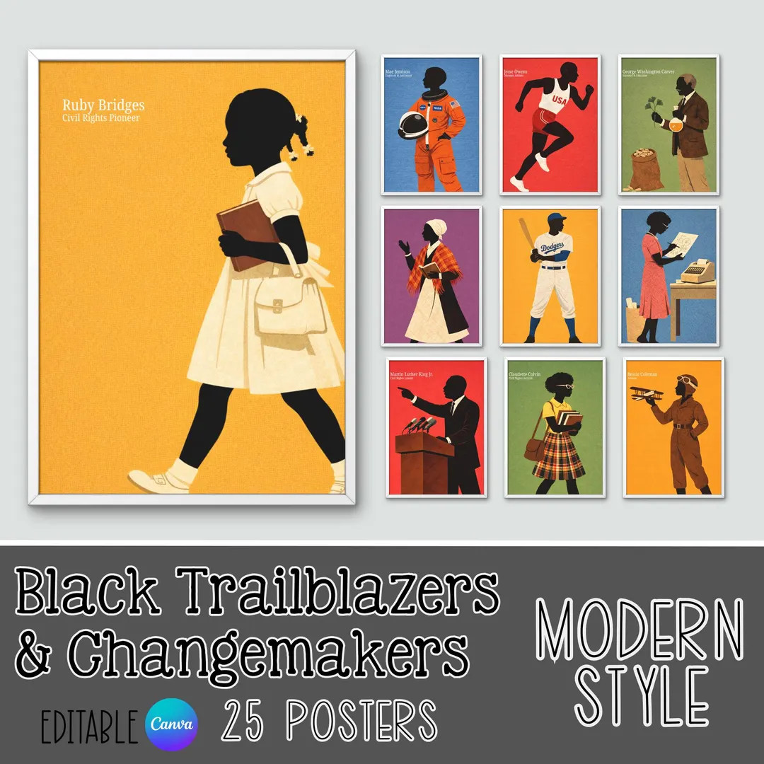 Black History Month Posters | Modern Classroom Decor, 25 Trailblazer Prints - Etsy | Etsy (US)
