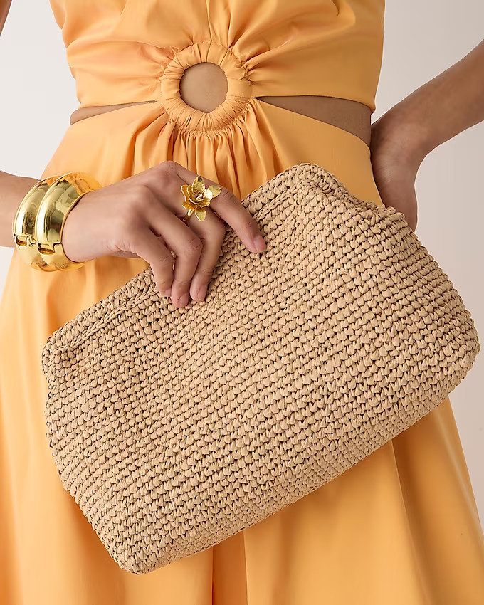 Portofino hand-knotted faux-raffia clutch | J. Crew US