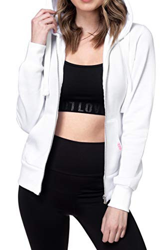 Urban Look Womens Active Long Sleeve Fleece Zip Up Hoodie (X-Large, B1 Solid White) | Amazon (US)