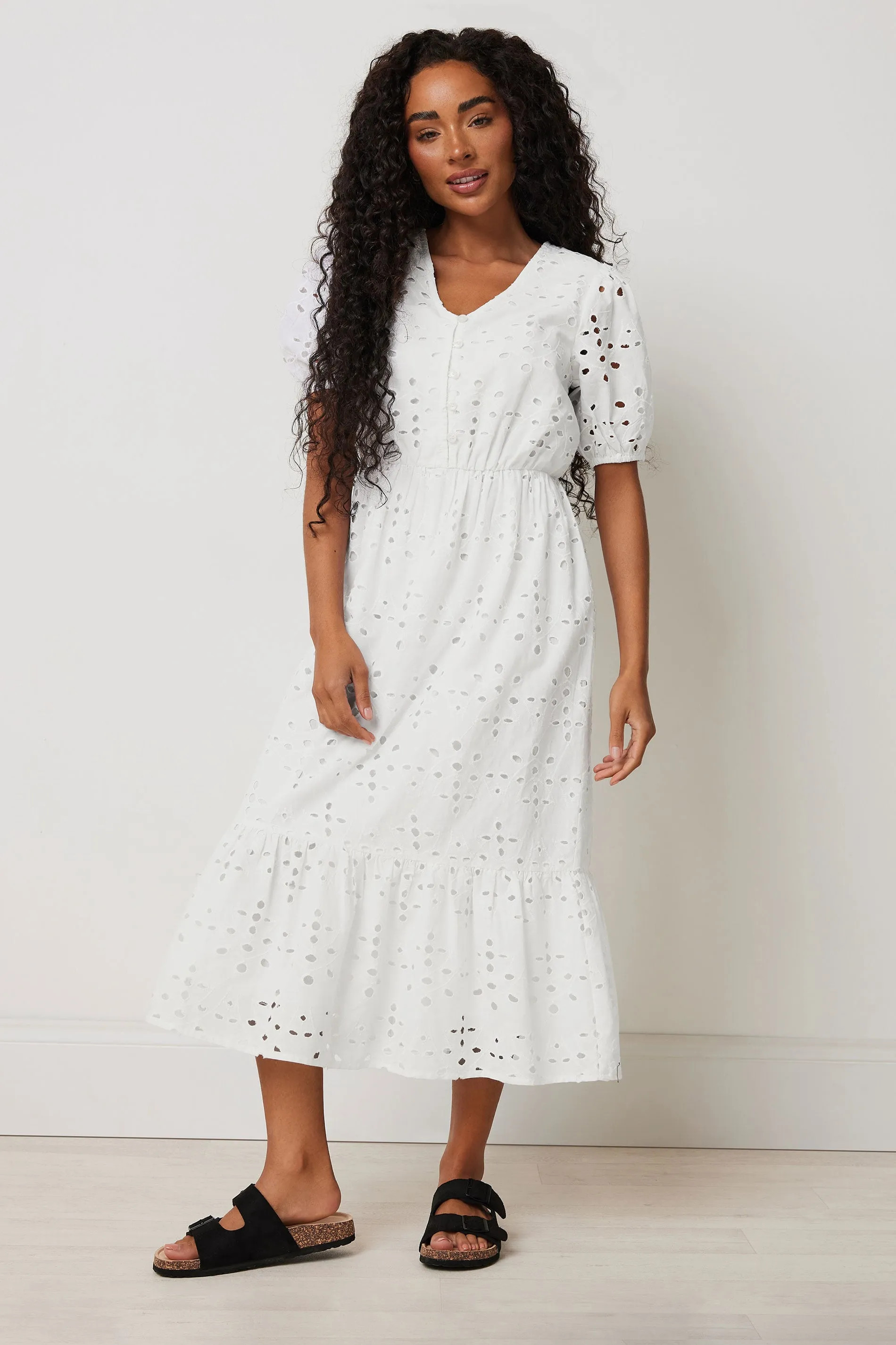 White M&Co Petite Broderie Tiered Dress | Debenhams | Debenhams UK
