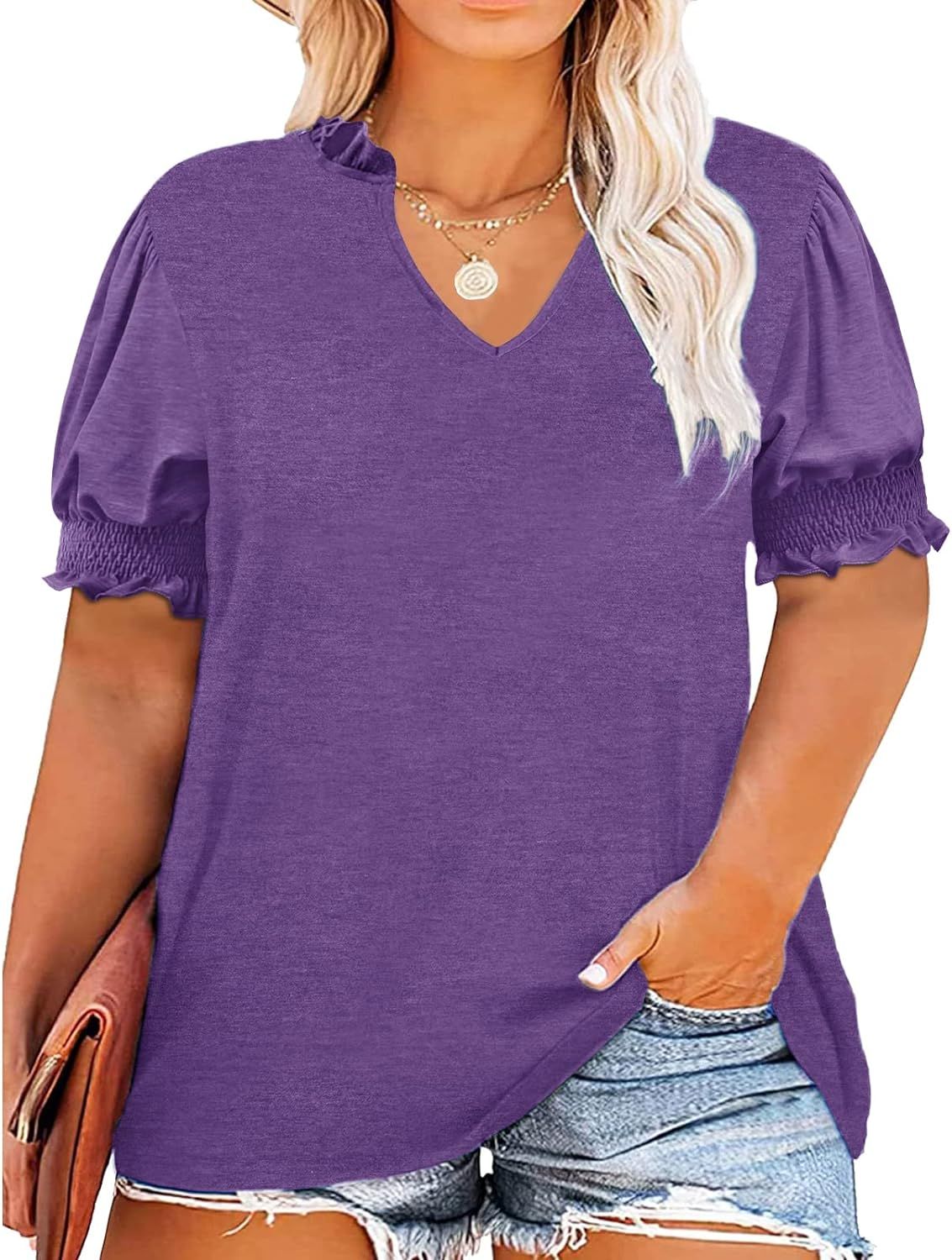Womens Plus Size Tops Short Sleeve Twist Front T Shirt Casual Summer Loose Fit Tunics Blouses | Amazon (US)