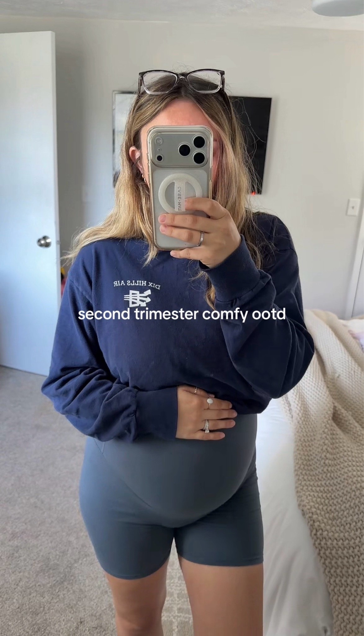 Comfy pregnancy outfits >> wearing a size small in these shorts! The shirt is my husbands and is like 15 years old😝

#LTKBump