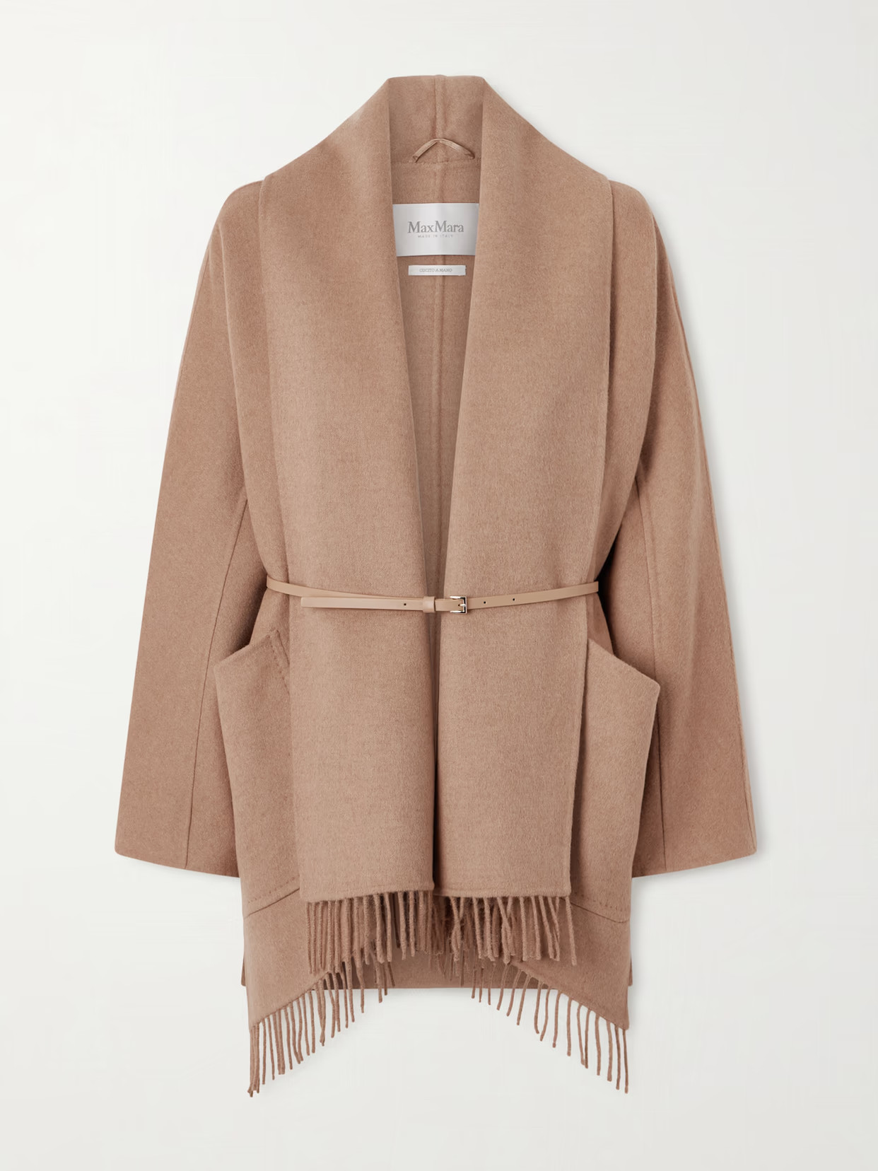 Max Mara - Belted Fringed Camel Hair Coat - Brown | NET-A-PORTER (US)