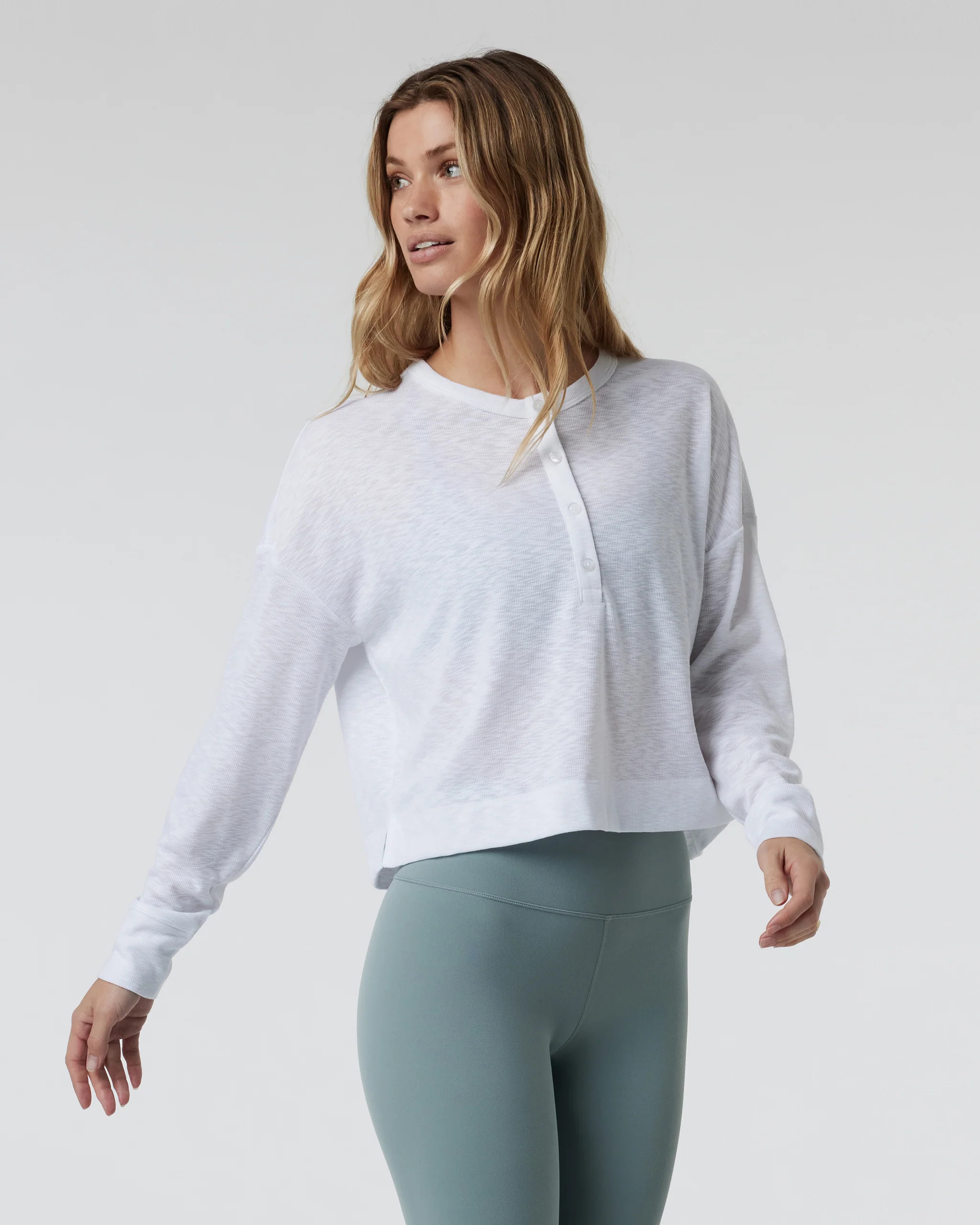 Long Sleeve Sunrise Oversize Henley | White | Vuori | Vuori Clothing (US & Canada)