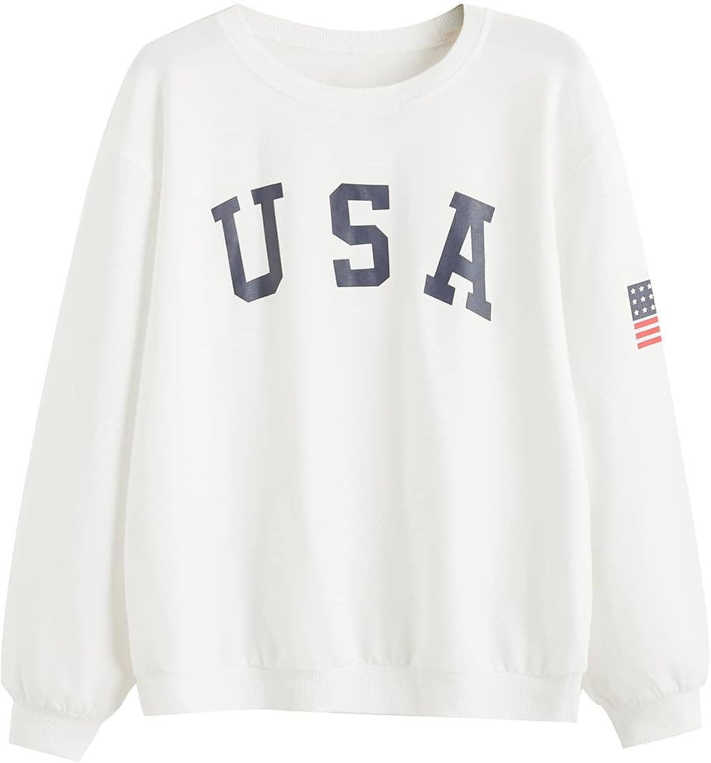 SweatyRocks Womens Casual Long Sleeve Pullover Sweatshirt Alien Patch Shirt Tops | Amazon (US)