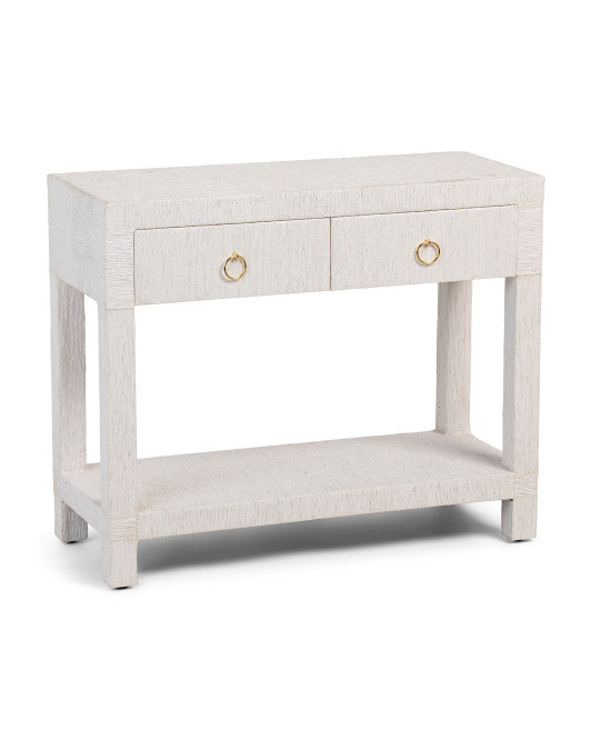32in 2 Drawer Raffia Side Table | TJ Maxx