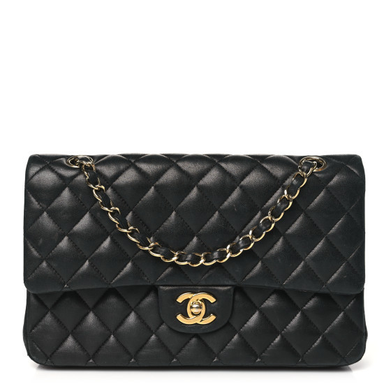 Lambskin Quilted Medium Double Flap Black | FASHIONPHILE (US)
