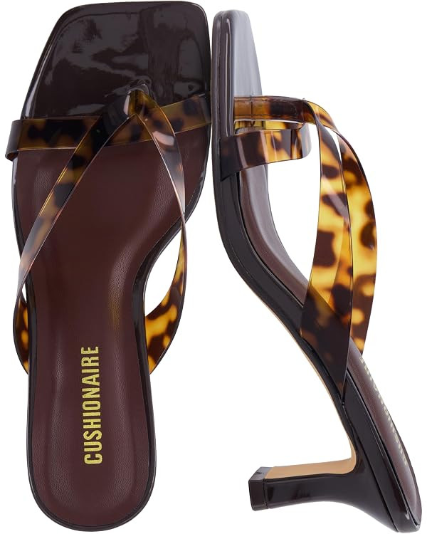 CUSHIONAIRE Shana Clear Jelly Strap Heels for Women, Flared Kitten Heel Slide with Cushioned Foot... | Amazon (US)