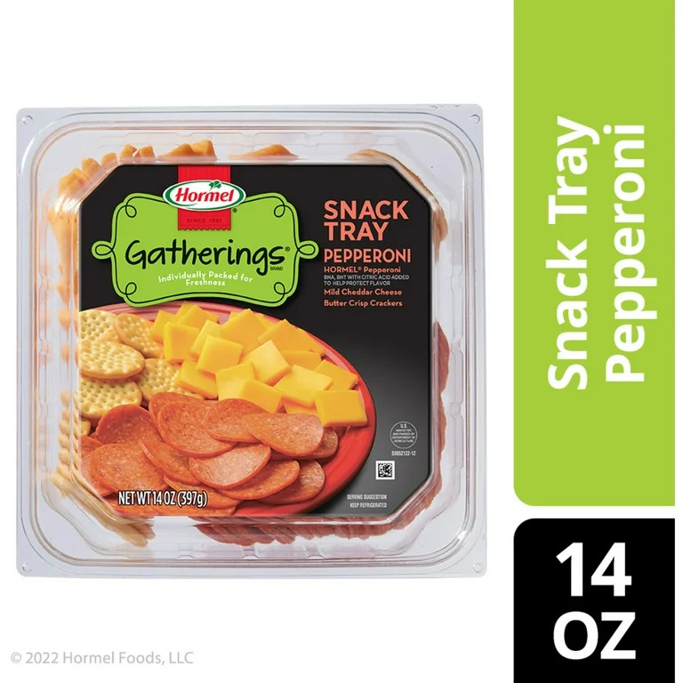 HORMEL GATHERINGS, Pepperoni with Cheese and Crackers, Deli Snack , Sliced, Plastic Tray 14oz | Walmart (US)