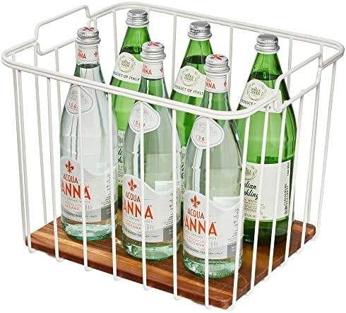 iDesign The Ría Safford Collection Deep Pantry Wire Basket with Acacia Wood, 14.25" x 12.5" x 12... | Amazon (US)