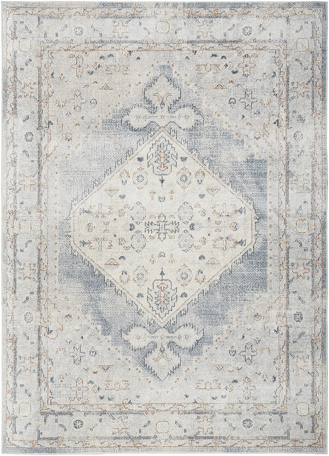 Nourison Astra Machine Washable Bohemian Light Blue 5'3" x 7' Area Rug, (5x7) - Walmart.com | Walmart (US)