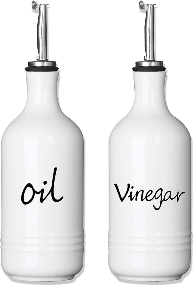 HAOTOP Farmhouse Ceramic Oil and Vinegar Dispenser Bottle Set, Perfect for Storage of Oil and Vin... | Amazon (US)