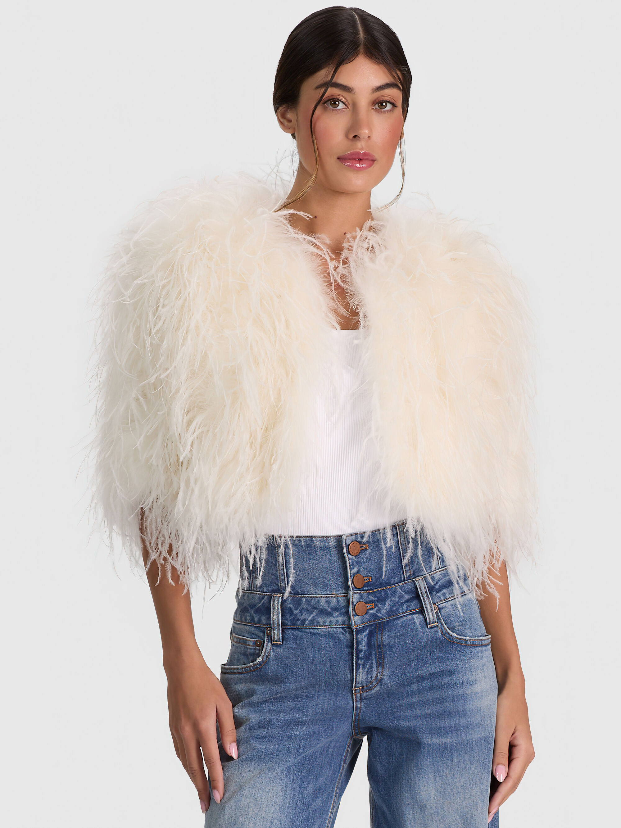 KIDMAN FEATHERED JACKET | Alice + Olivia