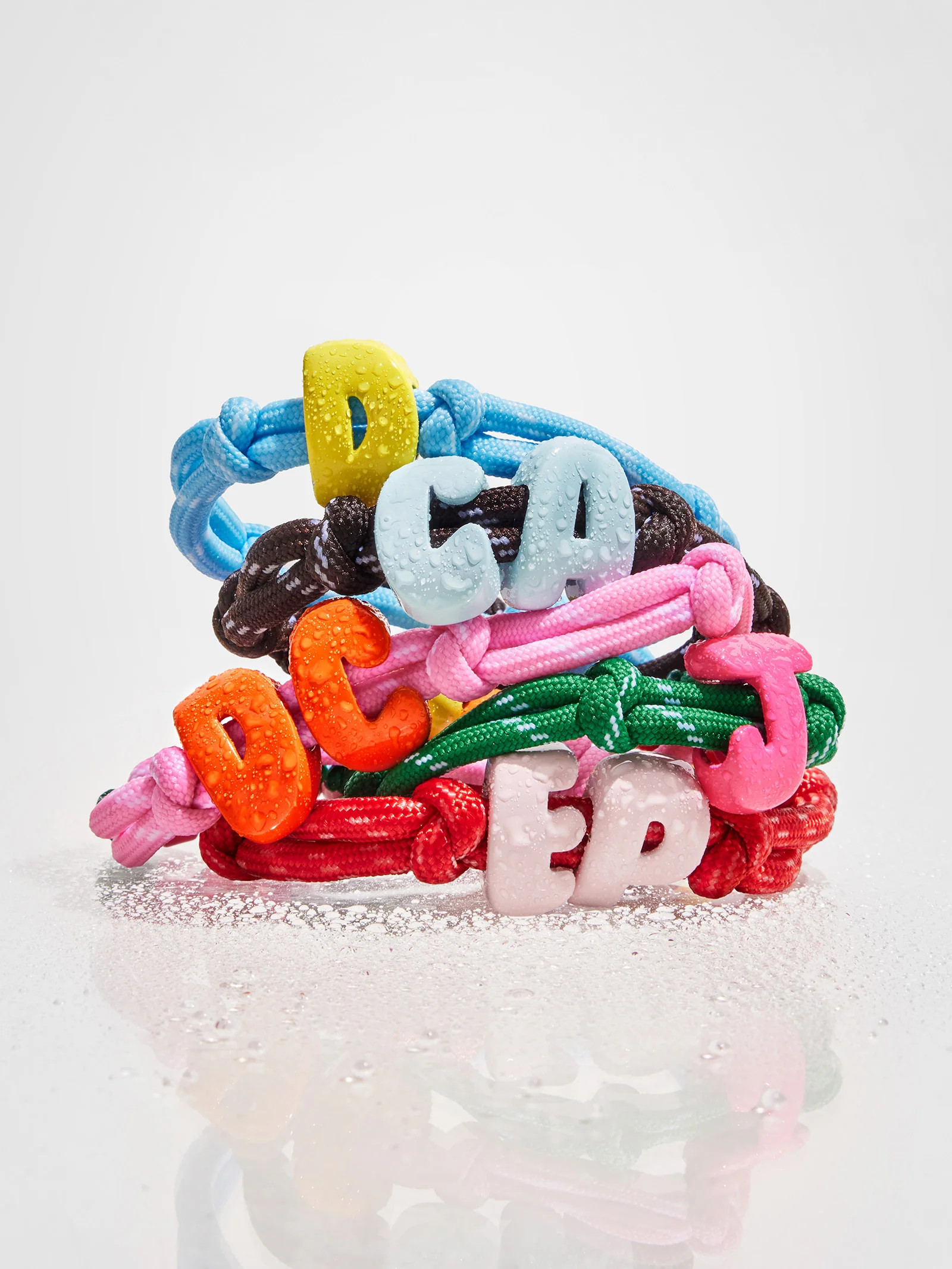Knotty Enamel Initial Custom Bracelet - Pink/Orange Single Letter | BaubleBar