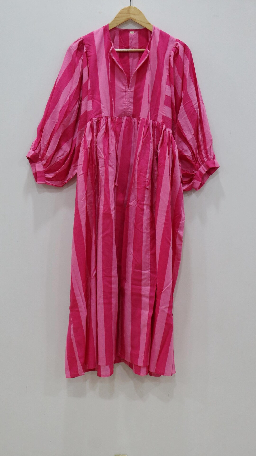 Block Print Midi Dress, Mini Dress, Striped Long Block Print Dress, Deep Neck With String Closer ... | Etsy (US)