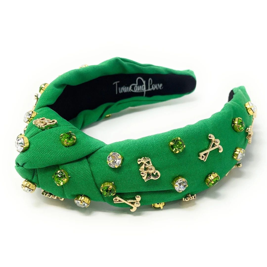 Golf Hand Sewn Jeweled Knot Headband, Embellished Knotted Headband, Jeweled Knotted Headband, Lux... | Etsy (US)