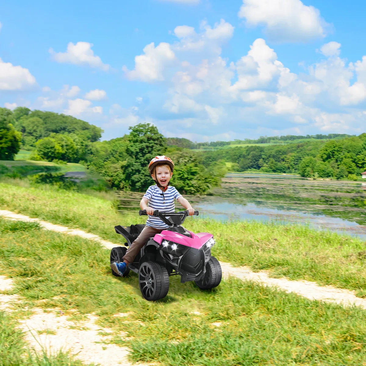 6v Electric Ride On Car For Kids, Toddler Atv Power Wheels /1.86mph Max Speed, Music, Led Headlig... | Wayfair North America
