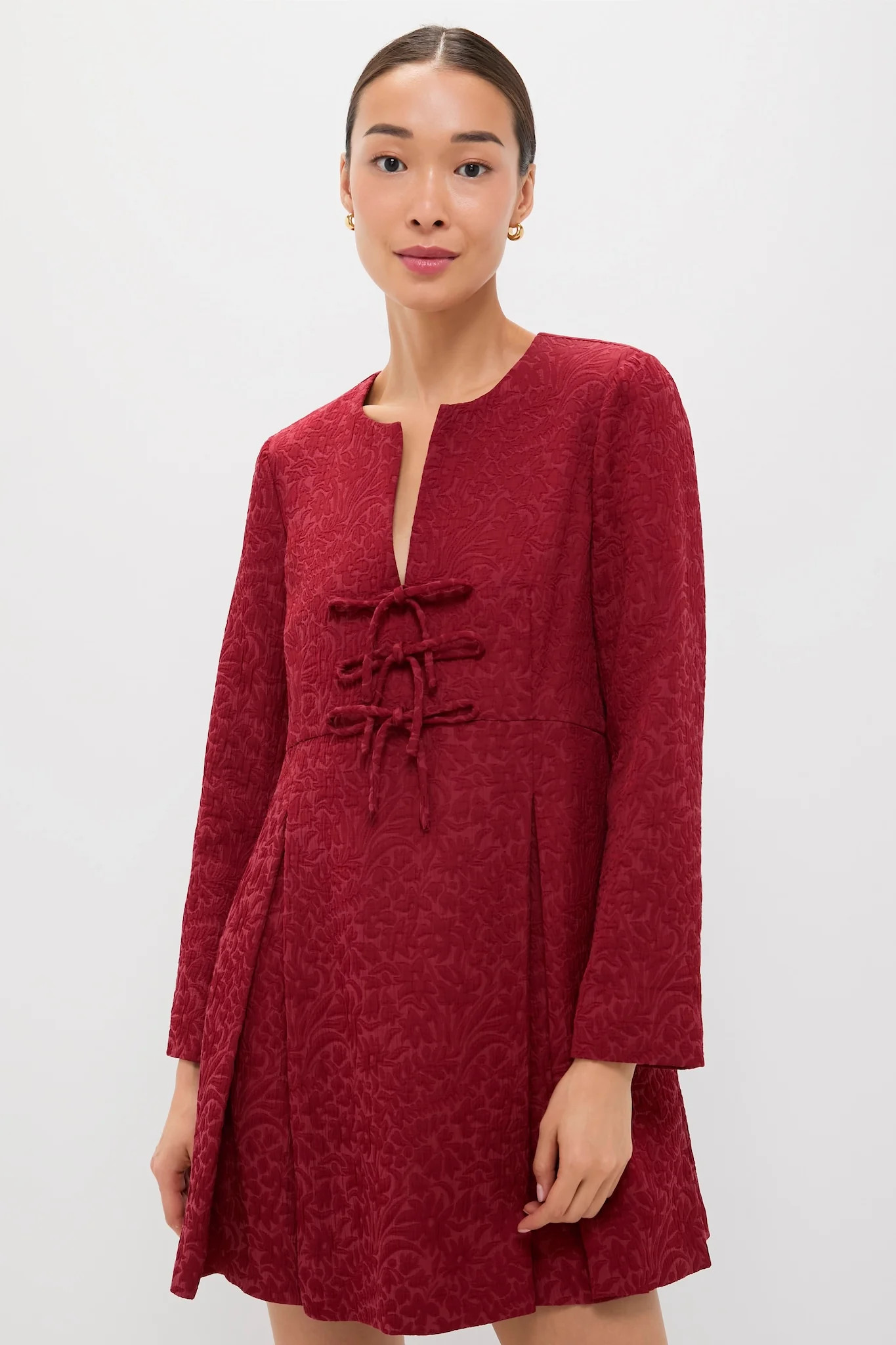 Cranberry Jacquard Blair Bow Coat Dress | Tuckernuck (US)