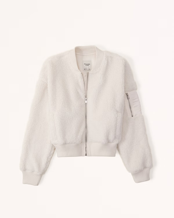 Women's Sherpa Bomber Jacket | Women's Tops | Abercrombie.com | Abercrombie & Fitch (US)