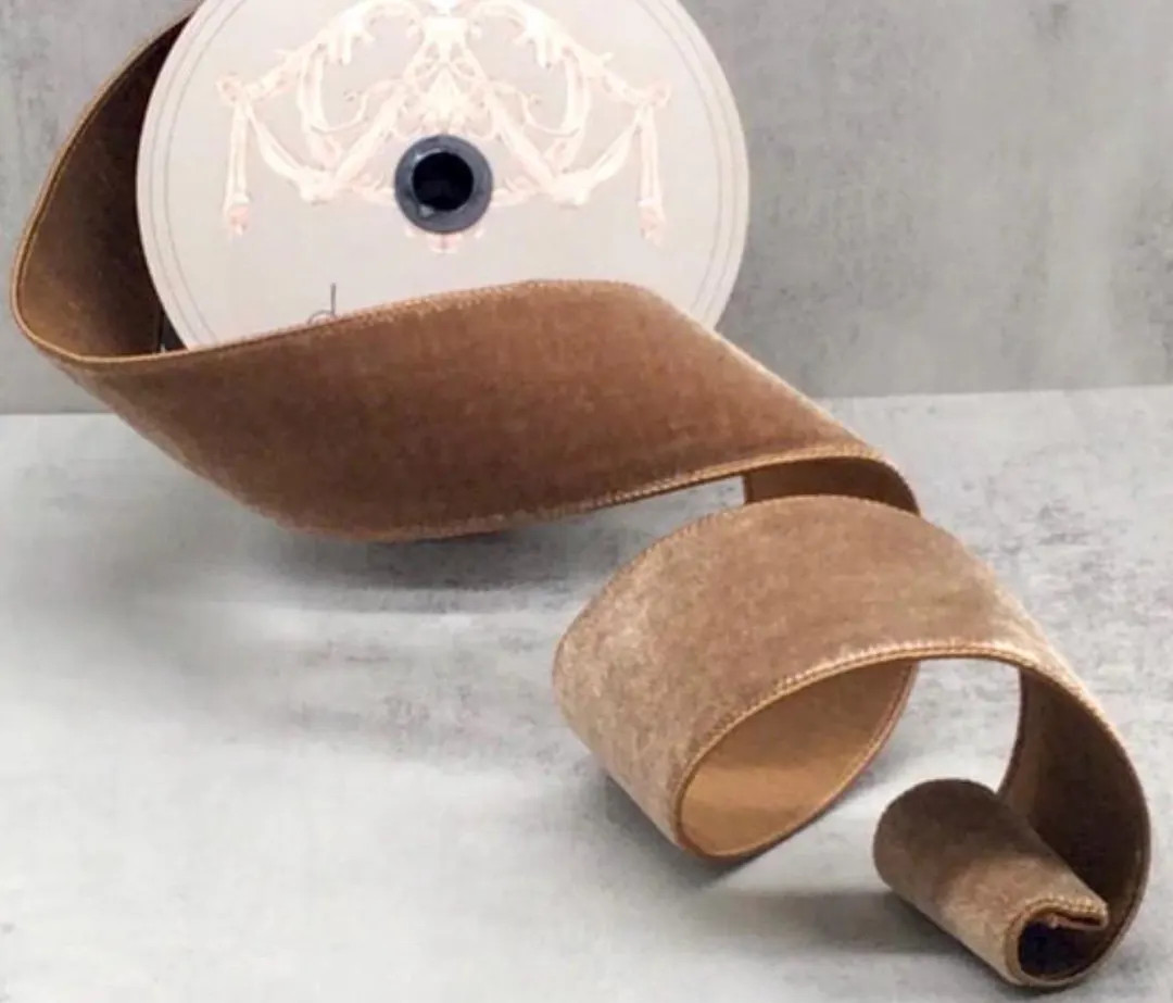 Brown Walnut Lush Velvet Fused Dupion Back, D Stevens Wired Ribbon, 2.5 Inch, 10 Yards - Etsy | Etsy (US)