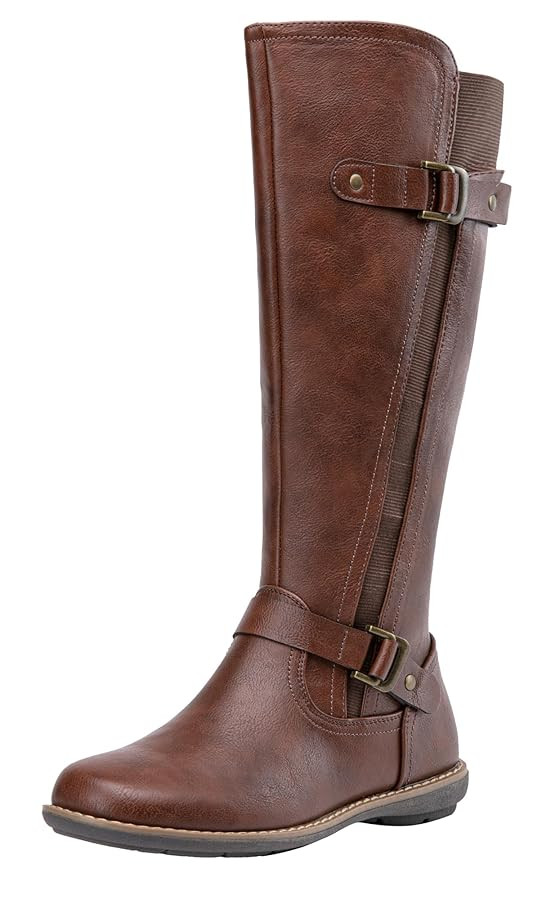 Jeossy Women's 9656 Knee-High Boots Fashion Riding Boots with Buckle | Amazon (US)